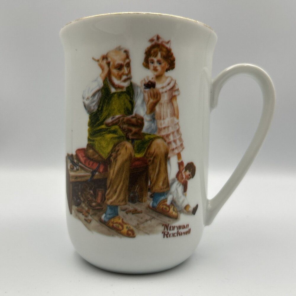 Norman Rockwell Museum Porcelain Coffee Mug/Cup The Cobbler -Vintage - EUC